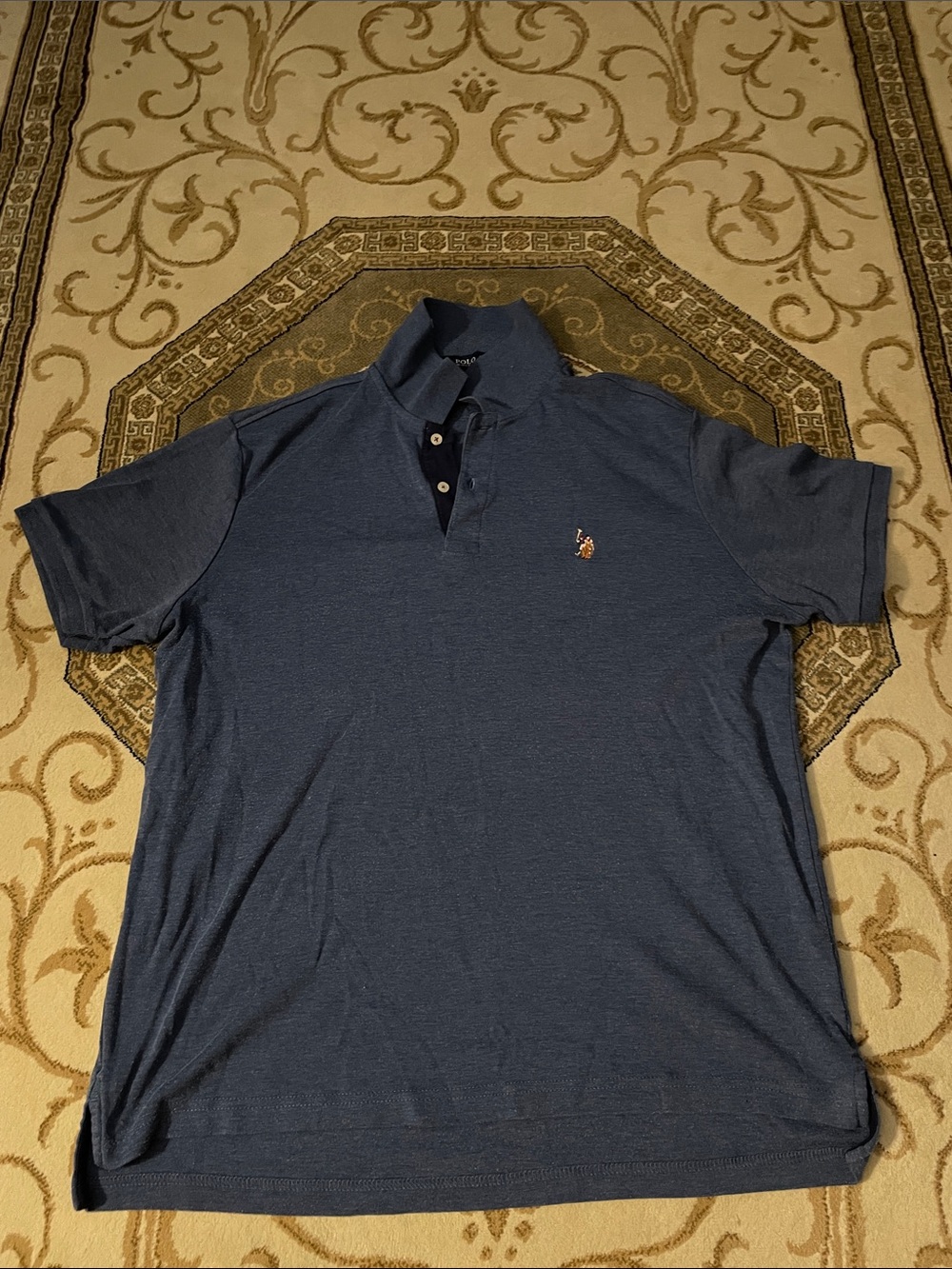 U.S. Polo Assn. Men's Heather Navy Polo with Contrast Placket